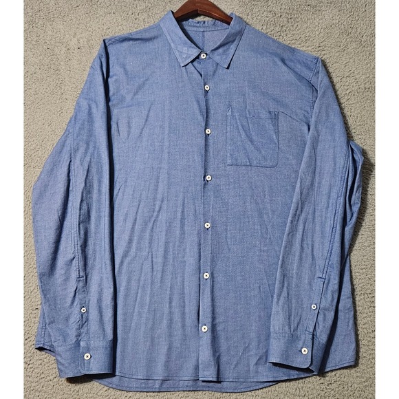 Lululemon Men's Size 2XL XXL Blue Long Sleeve Button Up Commission Shirt - Picture 1 of 7